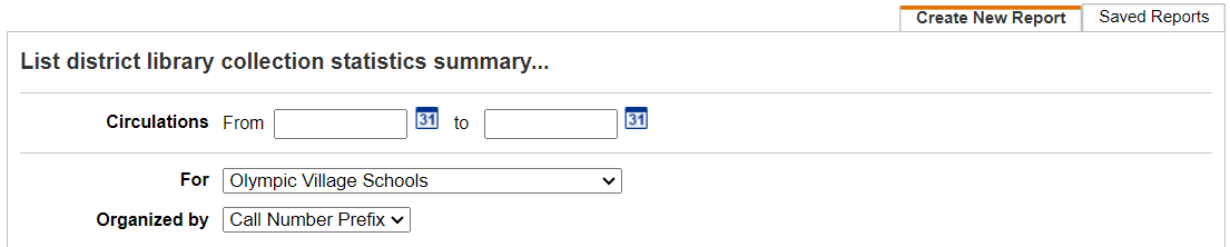 Collection Statistics - Historical report at district level with For drop-down.